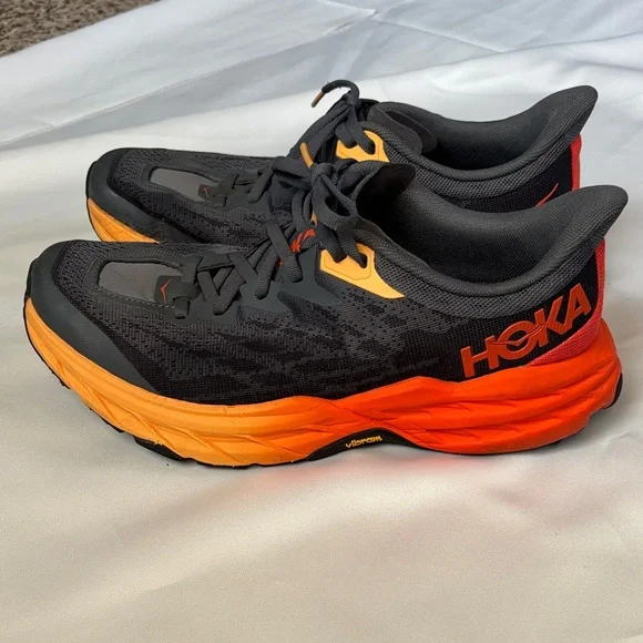 Hoka One One Speedgoat 5 Running Shoes 1123157 Men’s Size 7.5 Flame Gray Orange - Picture 1 of 16